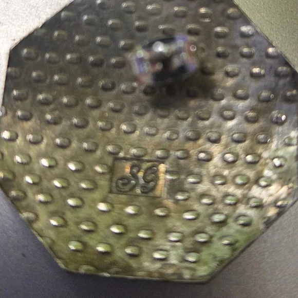 Vintage Geometric Red and Gold Pierced Earrings Signed SG - Picture 4 of 4